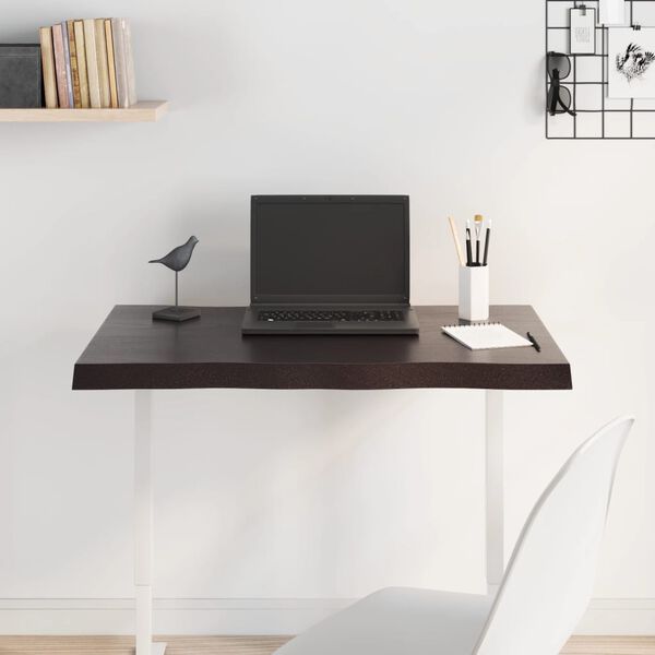 vidaXL Table Top Dark brown Solid oak wood Medium Tabletop Rectangular