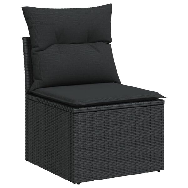 vidaXL Garden Sofa Set Black PE rattan Large UV-resistant materials