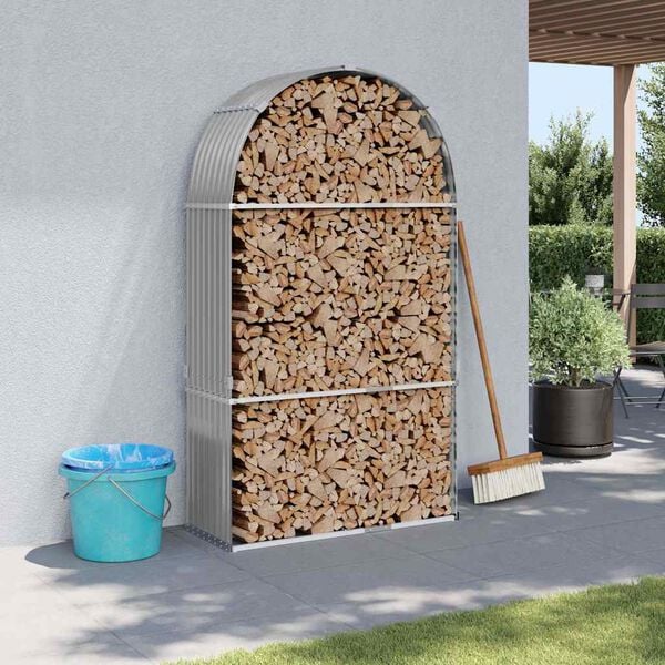 vidaXL Log Holder Light Gray 47.2"x17.7"x82.7" Galvanized Steel