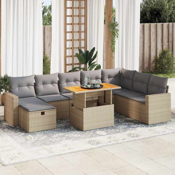 vidaXL Garden Sofa Set Beige, Black, Cream, White