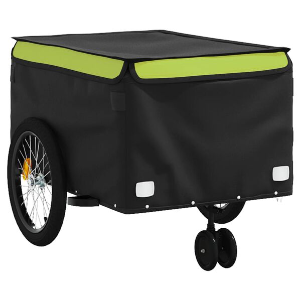 vidaXL Bike Trailer Black and Green 99.2 lb Iron