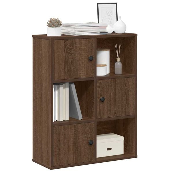 vidaXL Bookcase Brown Oak Engineered Wood Compact Bookcase Rectangular