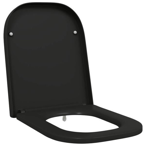 vidaXL Toilet Seat Black 17.52 x 13.78 x 1.42 in Duroplast