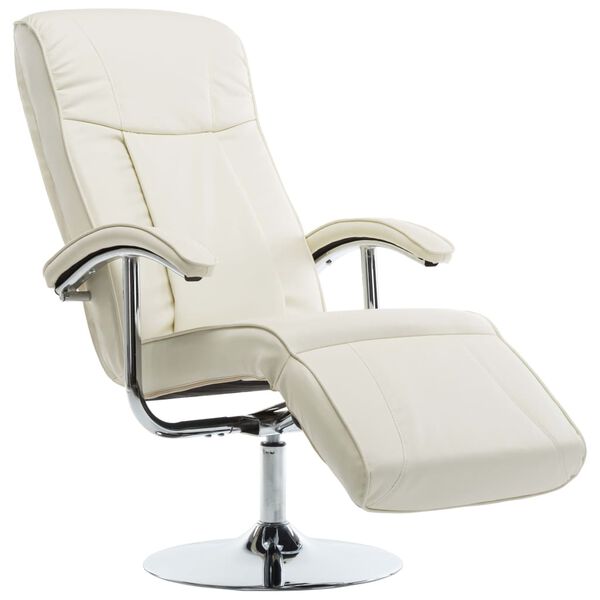 vidaXL TV Armchair Cream Faux leather, Chromed metal Standard