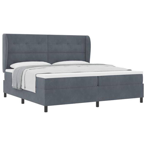 vidaXL Box Spring Bed Dark Grey 78.74 x 78.74 in Polyester