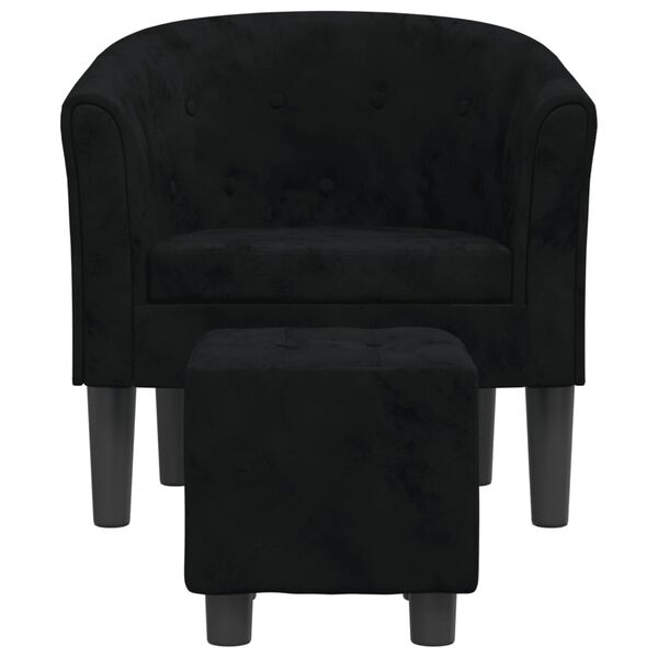 vidaXL Tub Chair Black Velvet (100% polyester), pinewood, plywood, plastic