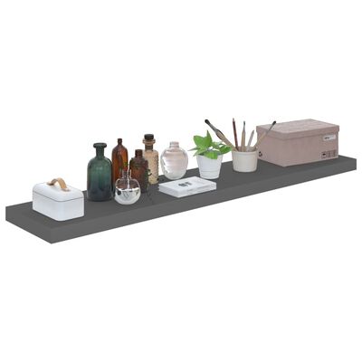 vidaXL Floating Wall Shelf High Gloss Gray 47.2"x9.3"x1.5" MDF