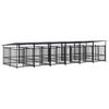 vidaXL Dog Kennel Black Powder-coated steel Large Durable Dog Kennel