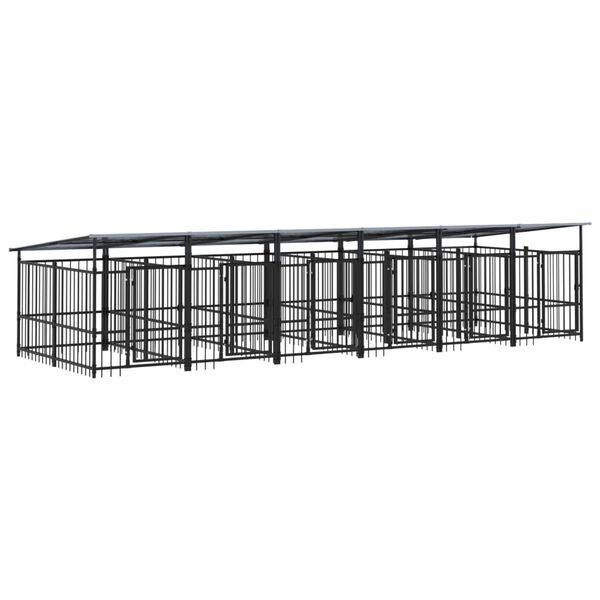 vidaXL Dog Kennel Black Powder-coated steel Large Durable Dog Kennel