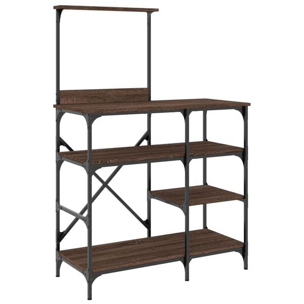 vidaXL Baker's Rack Brown Oak 35.4"x15.7"x52" Engineered Wood and Metal