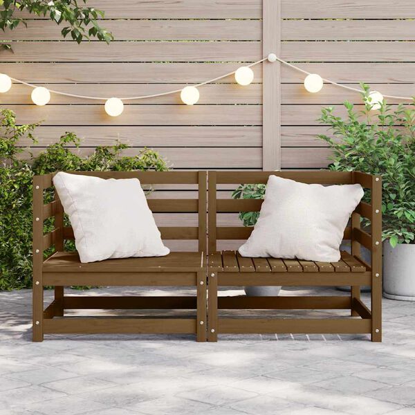 vidaXL Corner Sofa Honey brown Solid pine wood 27.6 in x 27.6 in x 26.4 in