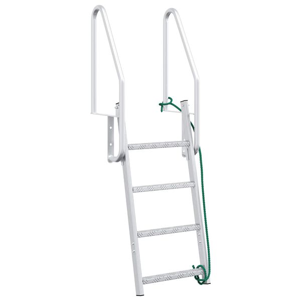 vidaXL 4-Step Dock Ladder Silver 22.83 x 30.31 x 65.35 in Aluminium