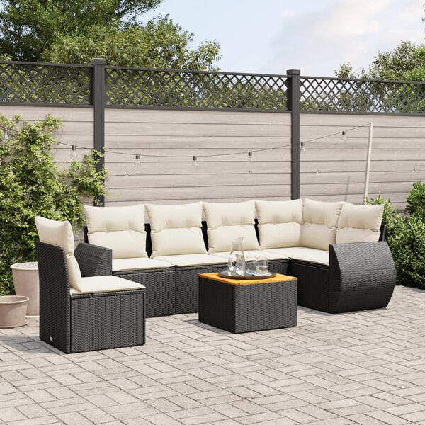 vidaXL Garden Sofa Set Black (sofa set), Cream white (cushions)