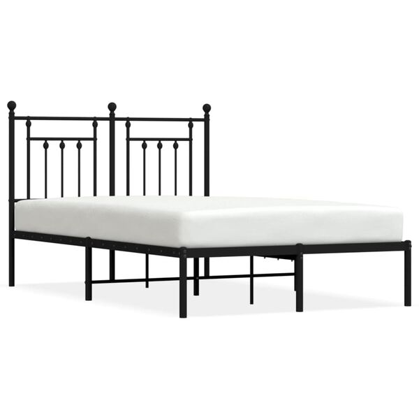 vidaXL Bed Frame Black Powder-Coated Steel Full Bed Frame Rectangular