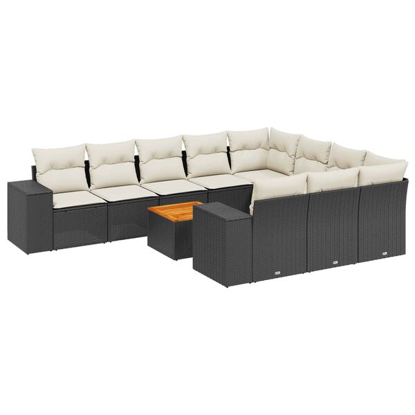 vidaXL Garden Sofa Set Black, Cream White