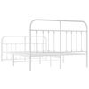 vidaXL Bed Frame White Powder-Coated Steel 55 x 79 in Bed Frame