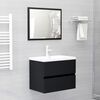 vidaXL Bathroom Furniture Set Black, White Engineered Wood, Ceramic Medium