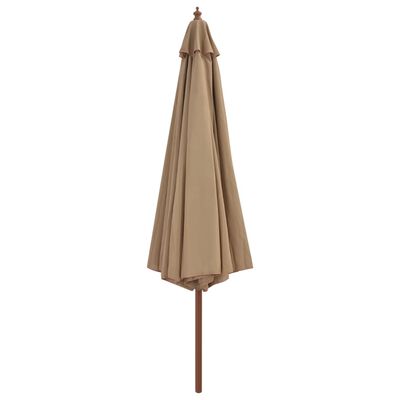 vidaXL Outdoor Parasol with Wooden Pole 137.8" Taupe