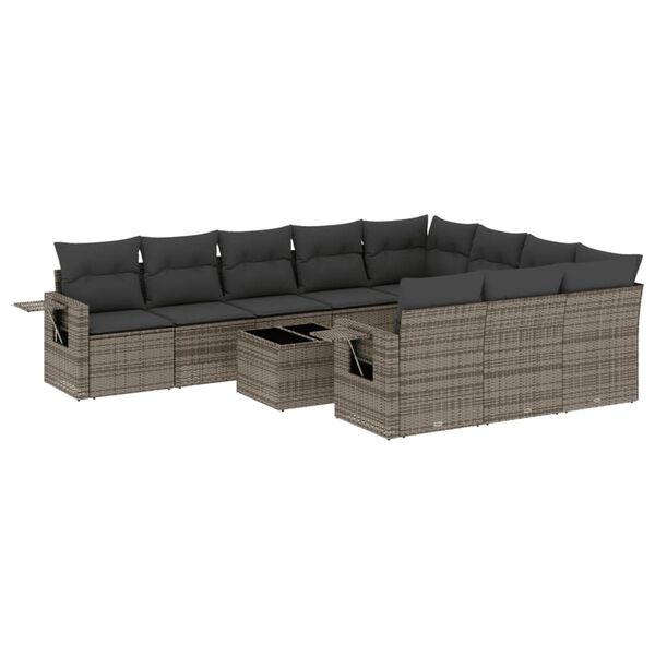 vidaXL Garden Sofa Set Grey PE rattan Large Modular Garden Sofa Set