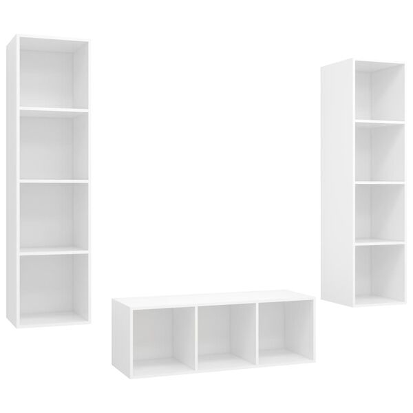 vidaXL TV Cabinet Set White Engineered Wood Medium TV Cabinet Set
