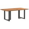 vidaXL Dining Table Light Brown Solid Oak Wood, Powder-Coated Steel Large