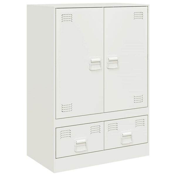 vidaXL Highboard White Cold-Rolled Steel Medium Cabinet Rectangular