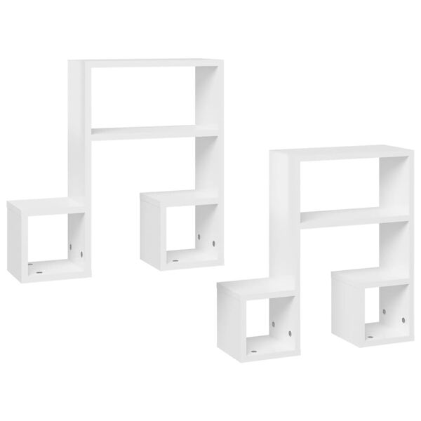 vidaXL Wall Shelf Set of 2 High gloss white Engineered wood Medium