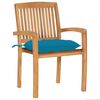 vidaXL Patio Chair Set of 2 Light Blue Cushion, Teak Wood