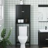 vidaXL Over-the-Toilet Storage Black Solid pine wood, engineered wood, metal