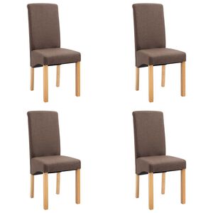 vidaXL Dining Chair Set of 4 Brown Fabric and wood Standard Ergonomic