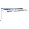 vidaXL Retractable Awning Blue and White Aluminum, Iron, Polyester Large