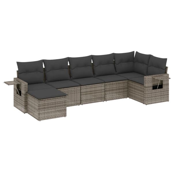 vidaXL Garden Sofa Set Grey PE rattan Large Modular Garden Sofa Set