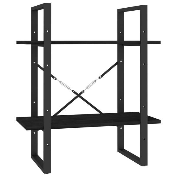 vidaXL Book Cabinet Black Solid pine wood, metal Medium Book Cabinet