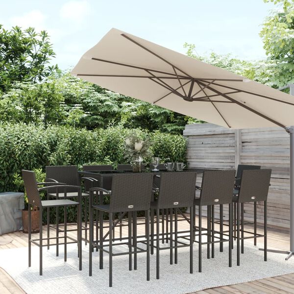 vidaXL Garden Bar Set Black PE rattan Large Garden Bar Set Rectangular