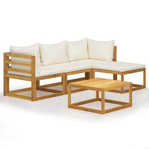 vidaXL Garden Lounge Set Natural wood with cream cushions
