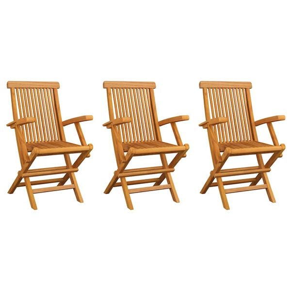 vidaXL Garden Chair Set of 3 Teak Solid teak wood Medium Foldable