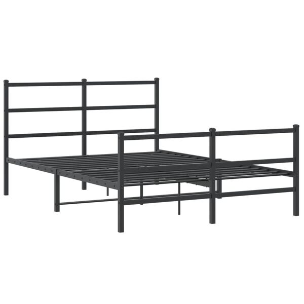 vidaXL Bed Frame Black Steel Double Bed Frame Rectangular Modern