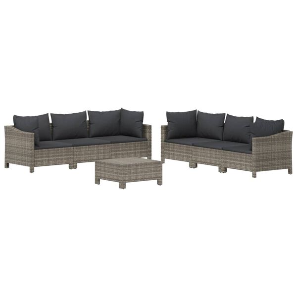vidaXL Garden Lounge Set Gray PE rattan Modular Garden Lounge Set