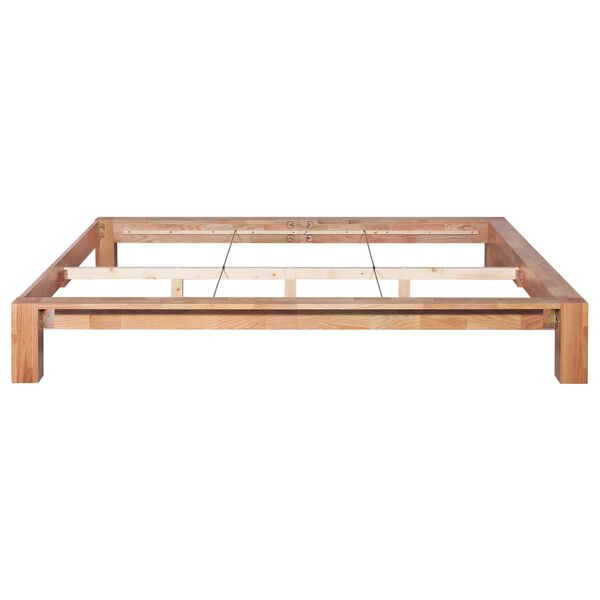 vidaXL Bed Frame Lacquered Oak Solid Oak Wood Double Durable Bed Frame