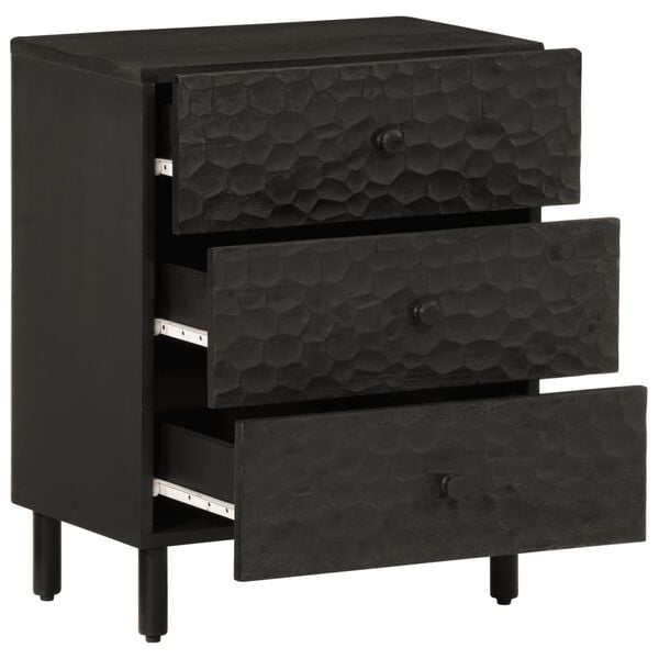 vidaXL Bedside Cabinet Black Solid Mango Wood, Engineered Wood, Iron