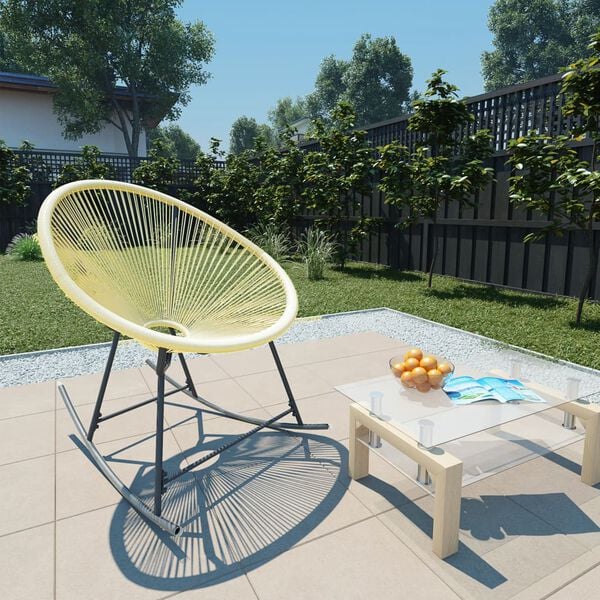 vidaXL Acapulco Chair Beige Poly Rattan, Powder-Coated Steel Standard
