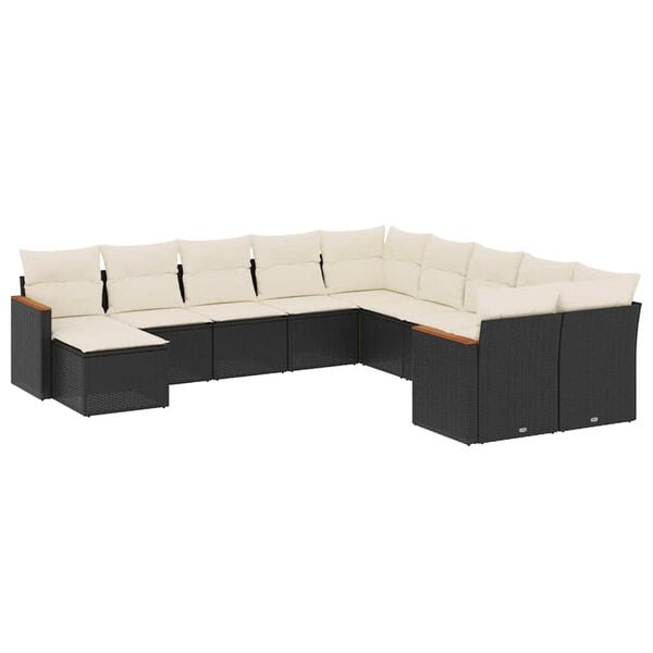 vidaXL Garden Sofa Set Black PE Rattan Large Modular Garden Sofa Set