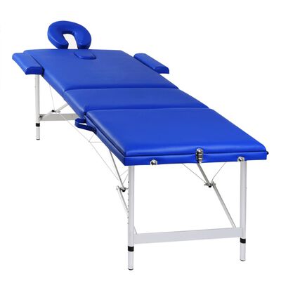 Blue Foldable Massage Table 3 Zones with Aluminum Frame