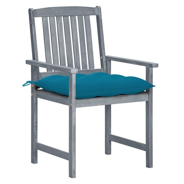 vidaXL Patio Chair Set of 4 Gray Solid acacia wood Standard Durable