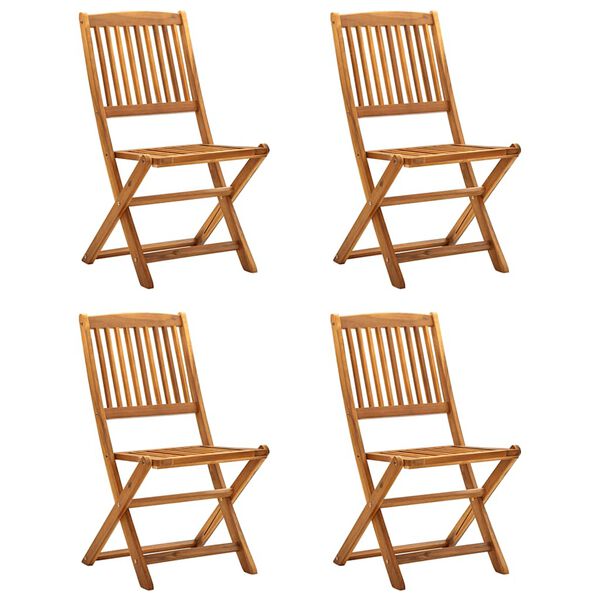 vidaXL Outdoor Chair Set of 4 Natural Solid Acacia wood Standard