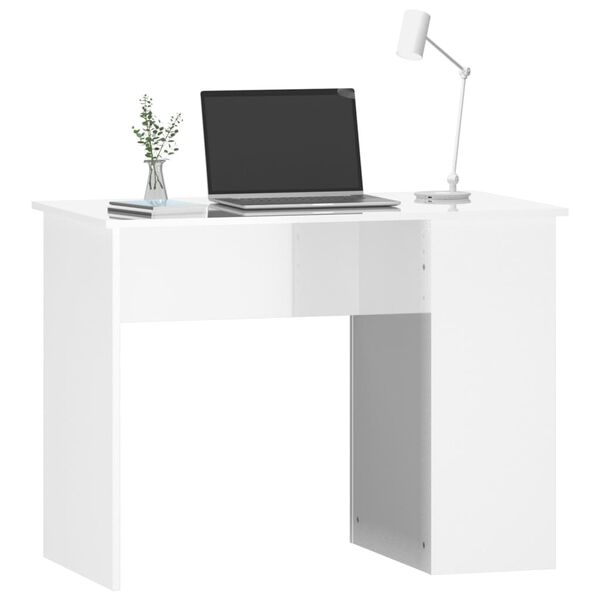 vidaXL Desk High gloss white Engineered wood 39.4 in x 21.7 in x 29.5 in