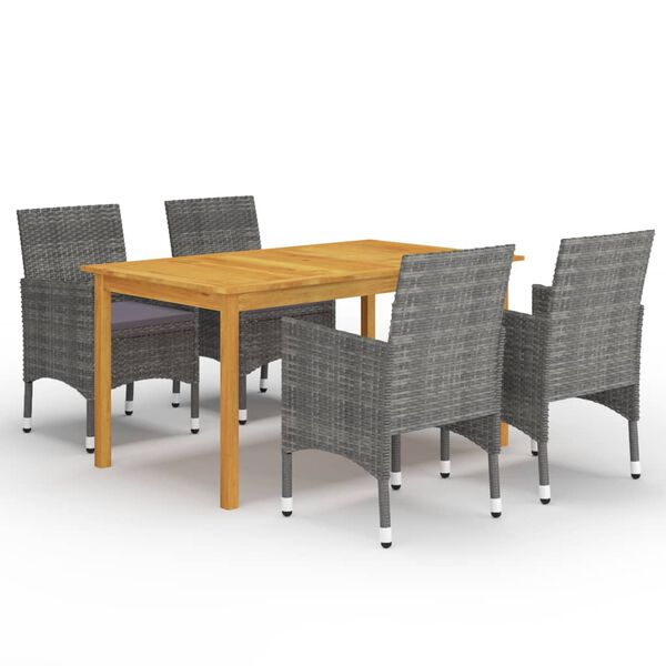 vidaXL Dining Set Grey Solid acacia wood Medium Durable