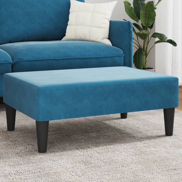 vidaXL Footstool Blue Velvet (100% polyester), plywood, foam Medium