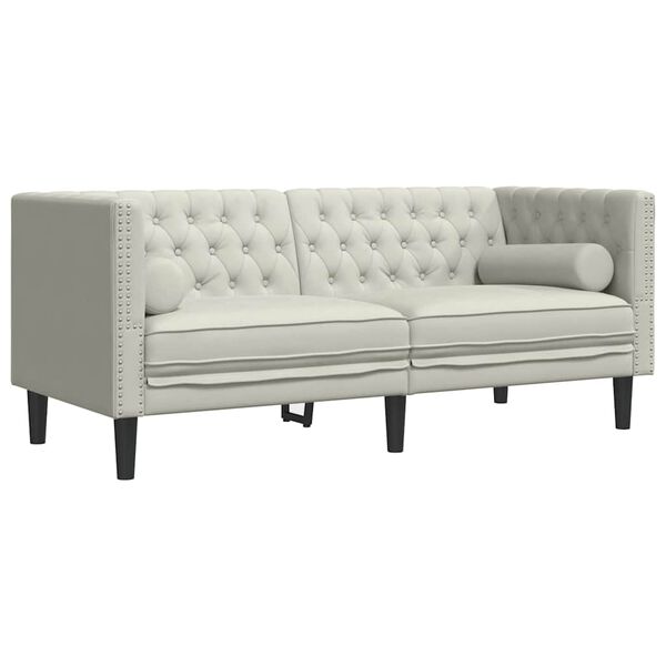 vidaXL 3 Piece Chesterfield Sofa Set with Bolsters Cream Velvet