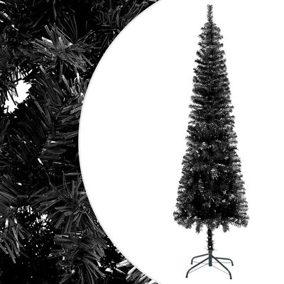 vidaXL Slim Christmas Tree with LEDs&Ball Set Black 47.2"